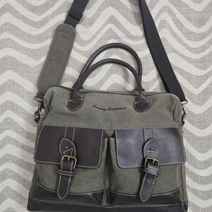 Tommy Bahama Olive and Dark Brown Messenger Bag